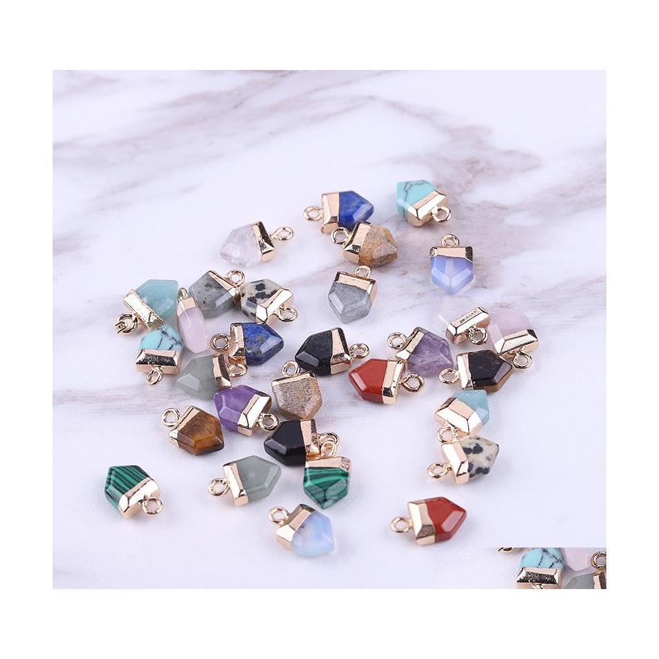 

Charms Natural Stone Sword Opal Pink Quartz Chakras Crystal Tiger Eye Healing Pendant For Diy Jewelry Making Necklace Drop Delivery Dhpsf