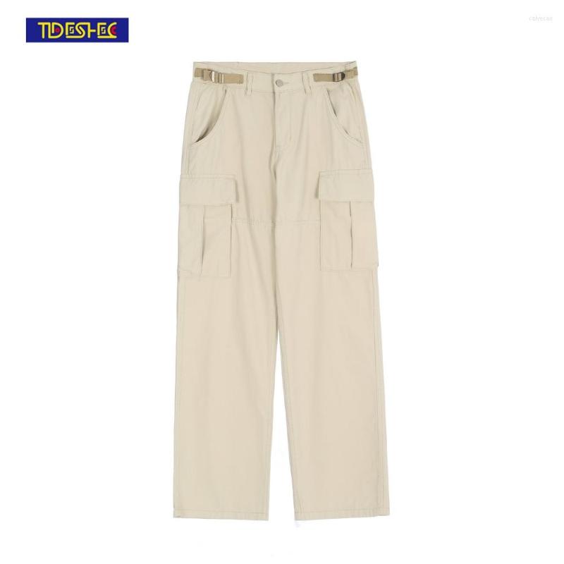 

Men' Pants TIDESHEC 2023 Men Multi-pocket Cargo Women High Street Straight Trousers Plus Size Clothing, Black