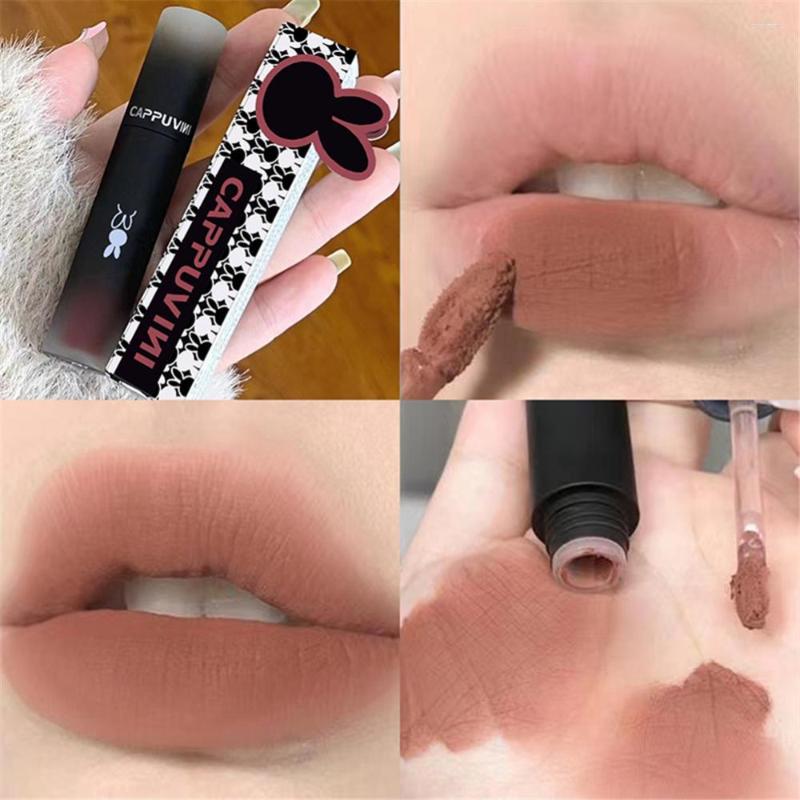 

Lip Gloss 6 Colors Velvet Matte Mud Liquid Lipstick Waterproof Nude Long Lasting Non-stick Cup Sexy Women Glaze Cosmetic, 01