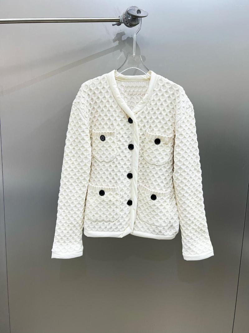 

Women' Jackets 2023 Women Fashion High Quality Long Sleeve V Neck Pouch Woolen Jacket 1109