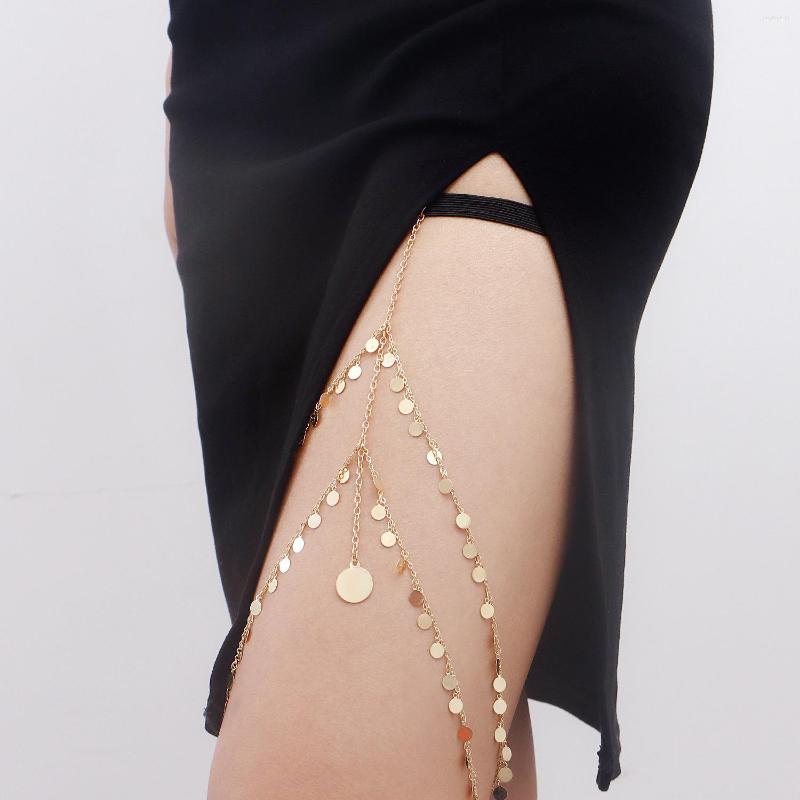 

Anklets Sexy Nightclub Style Geometric Sequins Tassel Leg Chain Accessories Spicy Girl Round Piece Coin Ring Ornaments