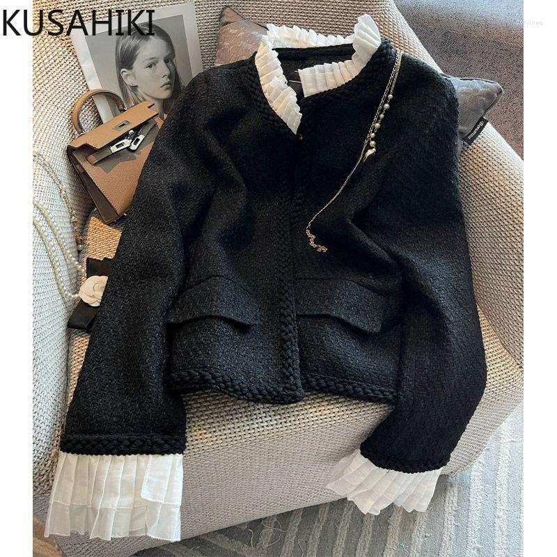 

Women' Jackets N GIRLS Autumn 2023 Fashion Elegant Korean Hit Color Stand Neck Flare Sleeve Cardigan Tops Causal Women Short Coat, Cardigan(no button)