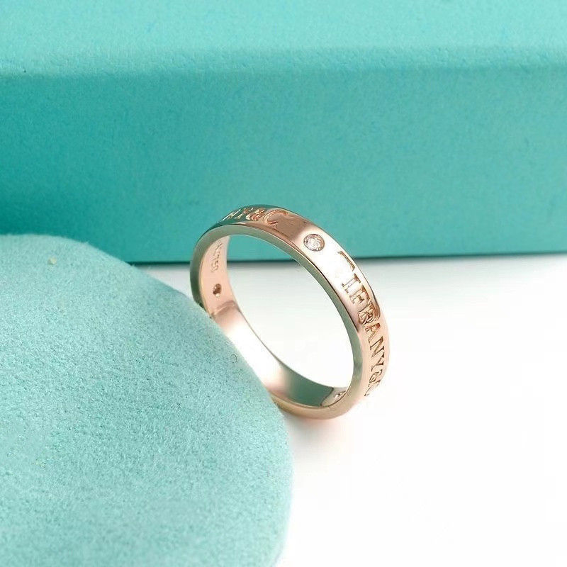

Luxury Fashion Designer tiffanys Diamond Ring Letter LOGO Plain Ring Couple Ring Holiday Gift