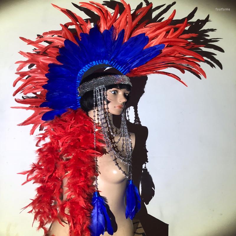 

Stage Wear Show Feather Hat Sexy Carnival Headgear Club Dance Headwear, Beige