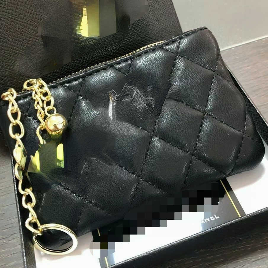 

rainbow bags Popular classic rhombus card bag mini wallet European and American fashion hand chain upscale new style, Black
