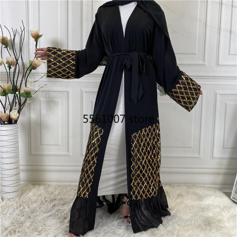 

Ethnic Clothing Middle East Fashion Ramadan Long Cardigan Muslim Kimono For Women Dubai Abaya Maxi Robe Turkish Islamic Arrival