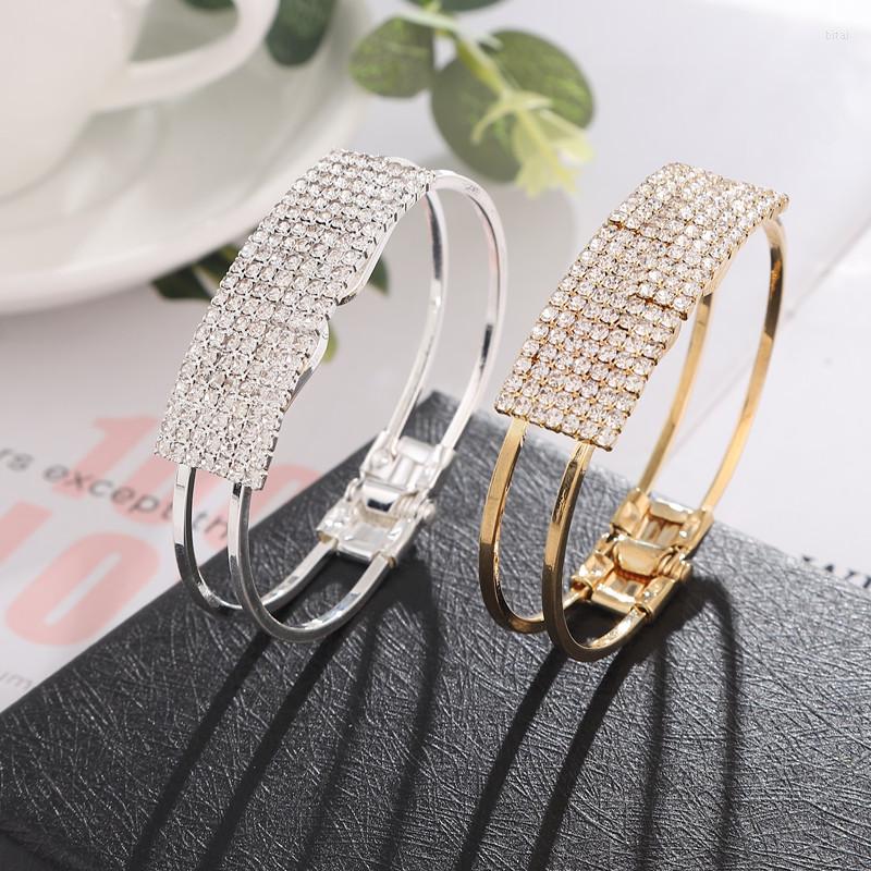 

Bangle HOCOLE Fashion Women Silver Plated Crystal Rhinestone Bracelets & Bangles For Adjustable Wedding Bridal Jewelry