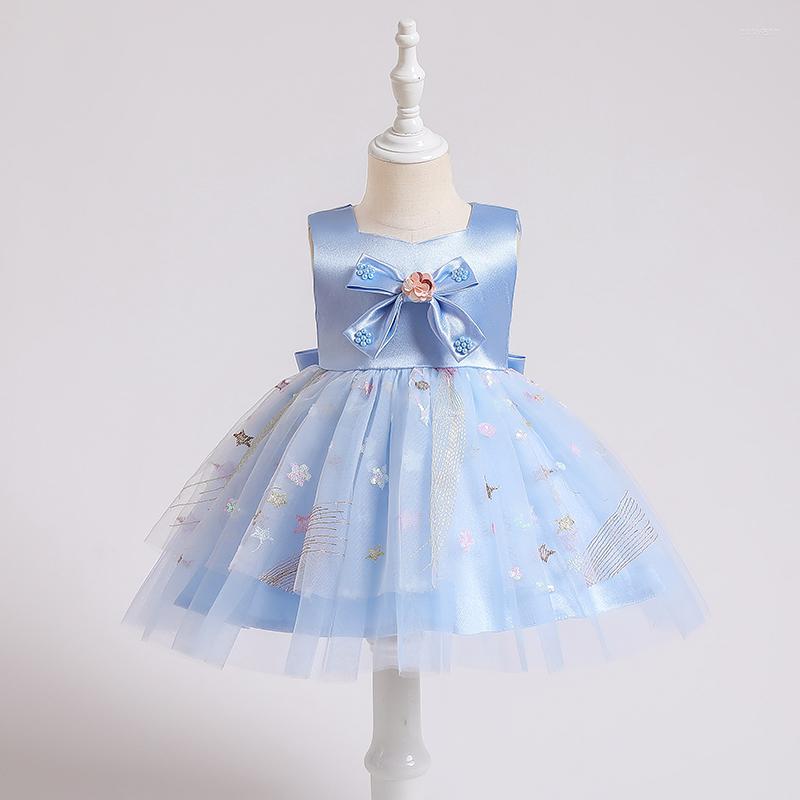 

Girl Dresses Baby Girls Princess Dress For 1 Year Birthday Party Infant Flower Bow Christening Gown Toddler Kids Clothes, Pink