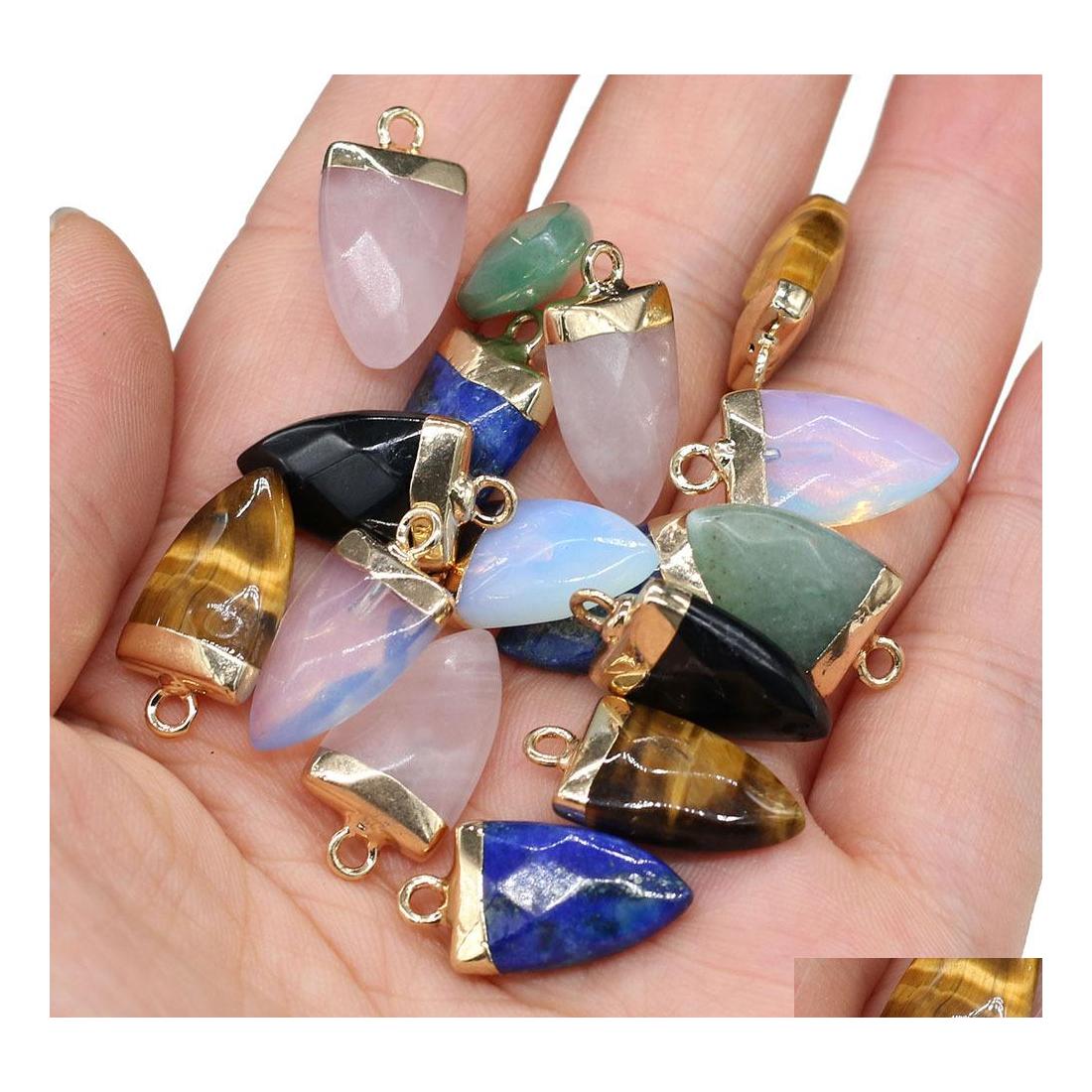 

Charms Natural Arrowhead Semiprecious Stone Rose Quartz Healing Reiki Crystal Pendant Diy Necklace Earrings Women Yzedibleshop Drop Dh2O5