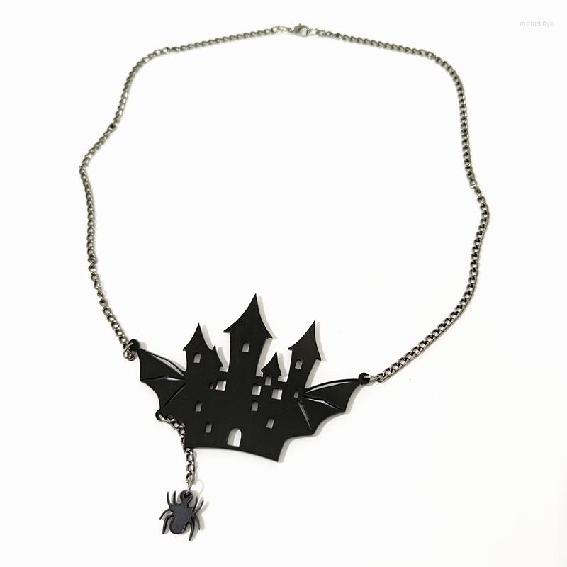 

Chains KUGUYS Halloween Hollow Out Castle Spider Pendant Necklace For Women Men Acrylic Gothic Jewelry