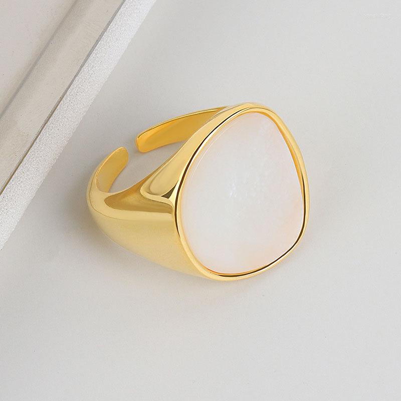 

Cluster Rings Natural Mother Of Pearl Shell Ring For Jewelry Making Classic 925 Sterling Silver Geometric Design Open Fashion