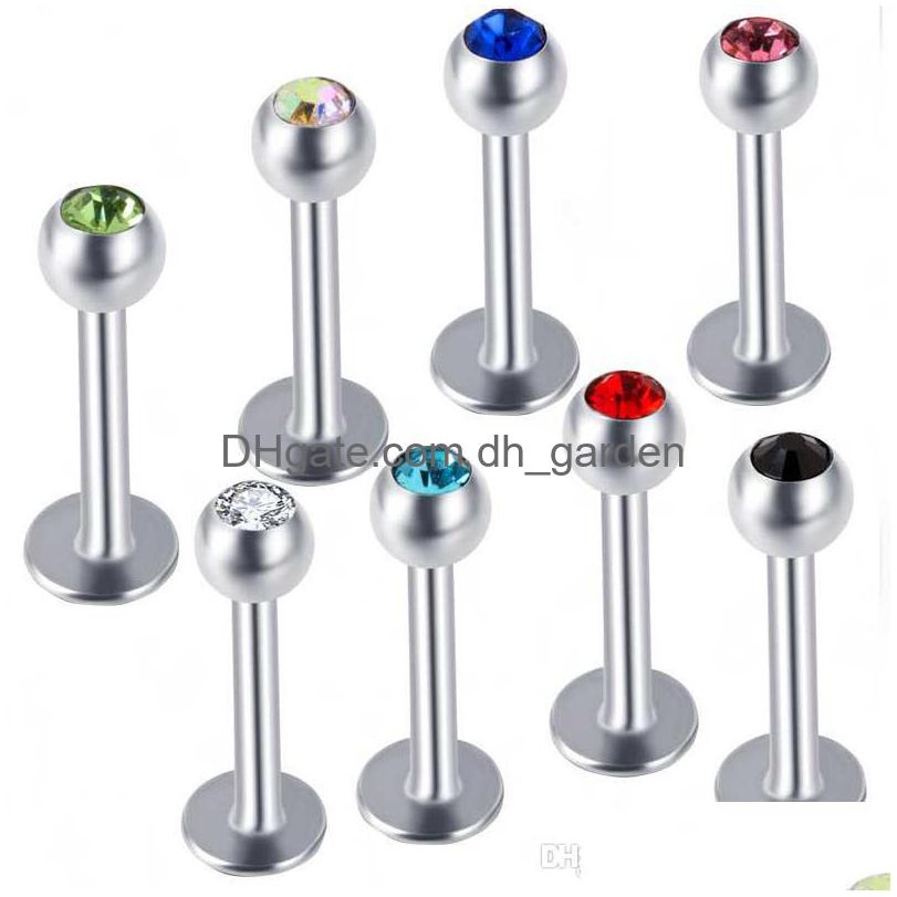 

Labret Lip Piercing Jewelry Charisma 316L Surgical Steel Ball Crystal Bar Ring Labret Stud Tongue Tragus Mix 10 Colors 100P Dhgarden Dh26U
