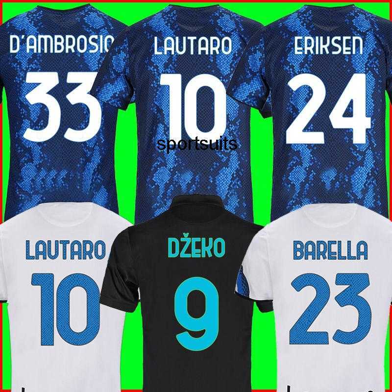

TOP soccer jerseys 21 22 BARELLA VIDAL LAUTARO INTERS ERIKSEN ALEXIS DZEKO CORREA AWAY THIRD MILAN UNIFORMS football shirt 2021 2022 men, 21/22 men home + patch 3