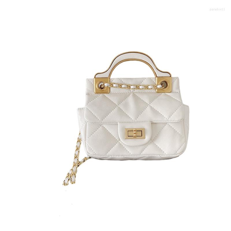 

Evening Bags Sheepskin Ringbone Chain Bag Versatile Perfume Mini Messenger Mobile Phone Leather Armpit, Black