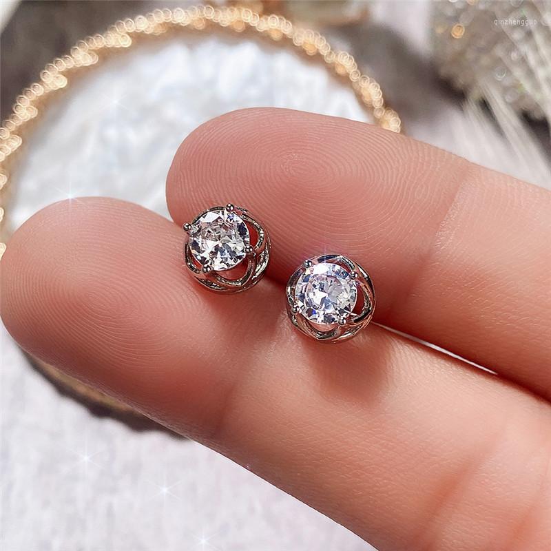 

Stud Earrings CAOSHI Stylish For Women Delicate Girl Engagement Accessories Dazzling Zirconia Trendy Lady Jewelry Fashion Gift