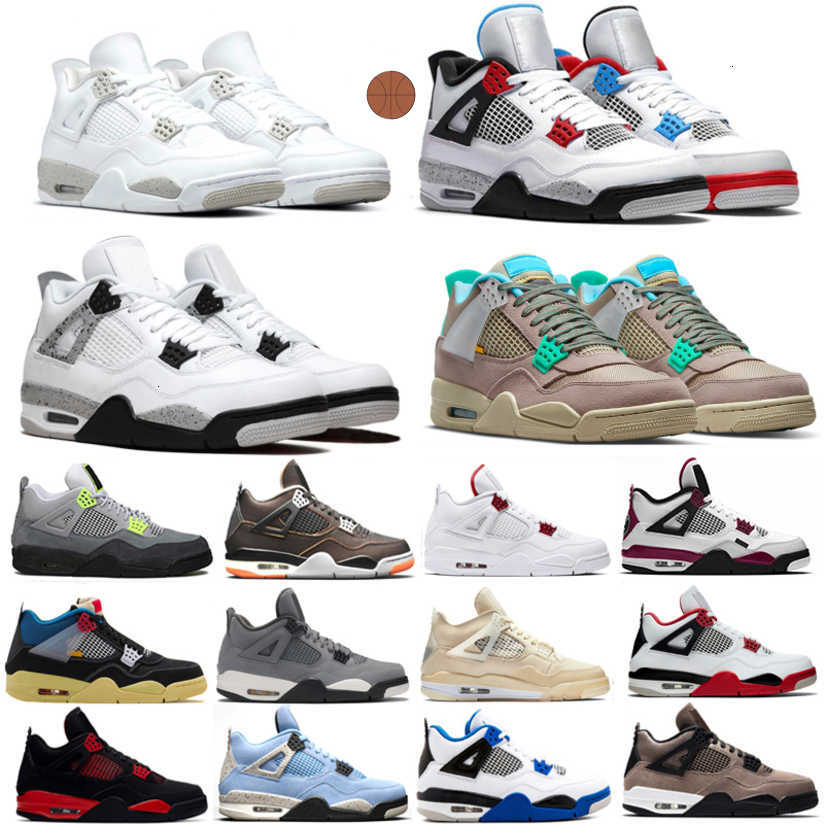 

Jumpman 4s Quality Topest Men 4 4s Basketball Shoes University Blue Fire Red Pure Money Motosports Starfish White Sail Oreo Black-cat Cement Mens, Silt red