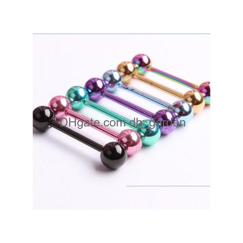 

Tongue Rings Piercing Colors Body Jewelry Anodized Titanium 100Pcs/Lot Drop Delivery Dhgarden Dh0Lm