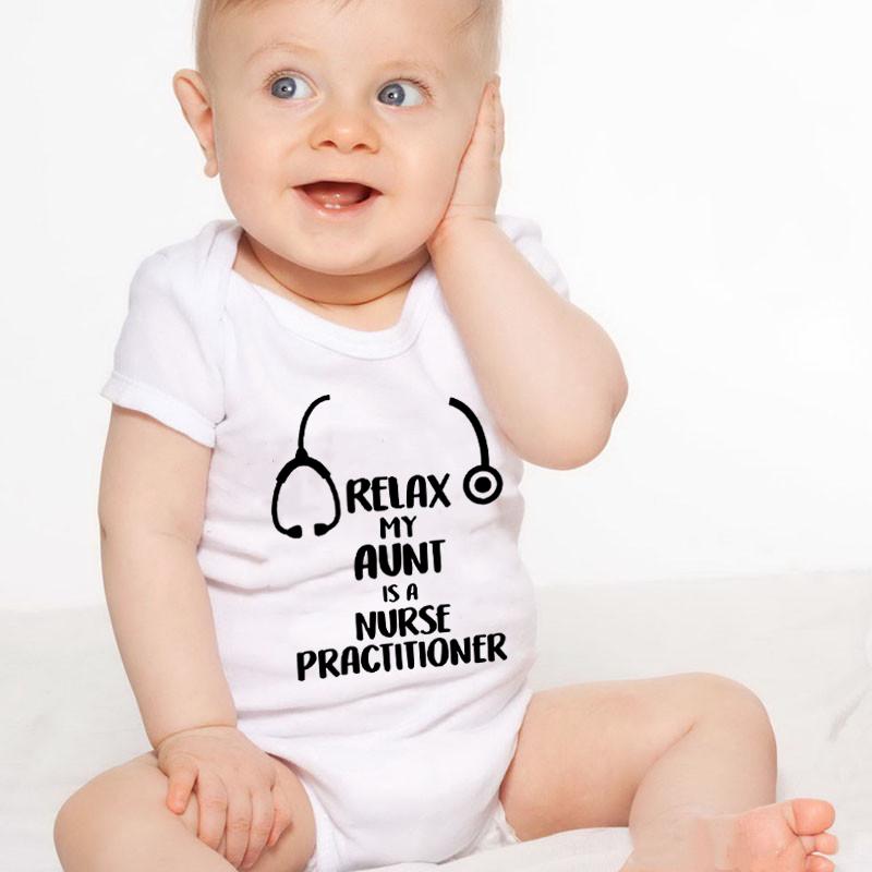 

Rompers Relax My Aunt Is A Printed Funny Born Baby Bodysuits Summer Infany Boys Girls Body Outfits, Blank romper