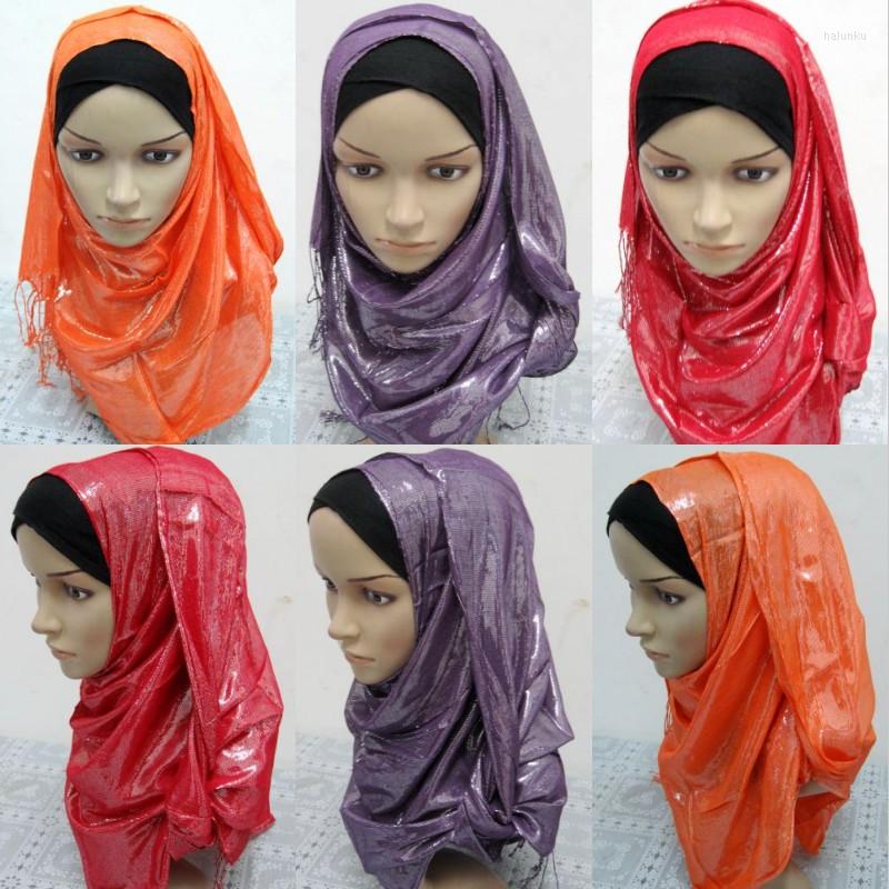 

Ethnic Clothing Plain Muslim Shiny Hijab Arab Islam Female Scarf Shawls Tassel Headscarf Fashion Long Head Wrap Satin Women Headband Thin