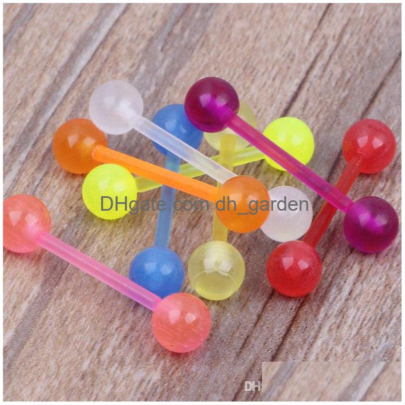 

Tongue Rings Barbell 100Pcs/Lot Mix 6 Color Acrylic Glow In Dark Ring Body Jewelry Drop Delivery Dhgarden Dhkzh