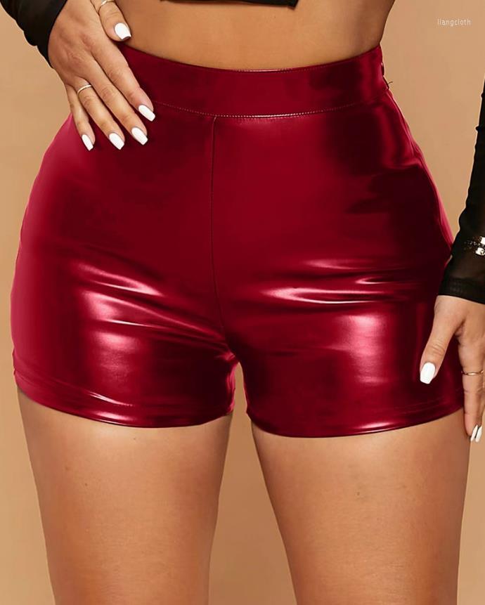 

Women' Shorts Women' 2023 Spring Fashion Pu Leather Sexy High Waist Plain Above Knee Skinny Daily Woman Clothes