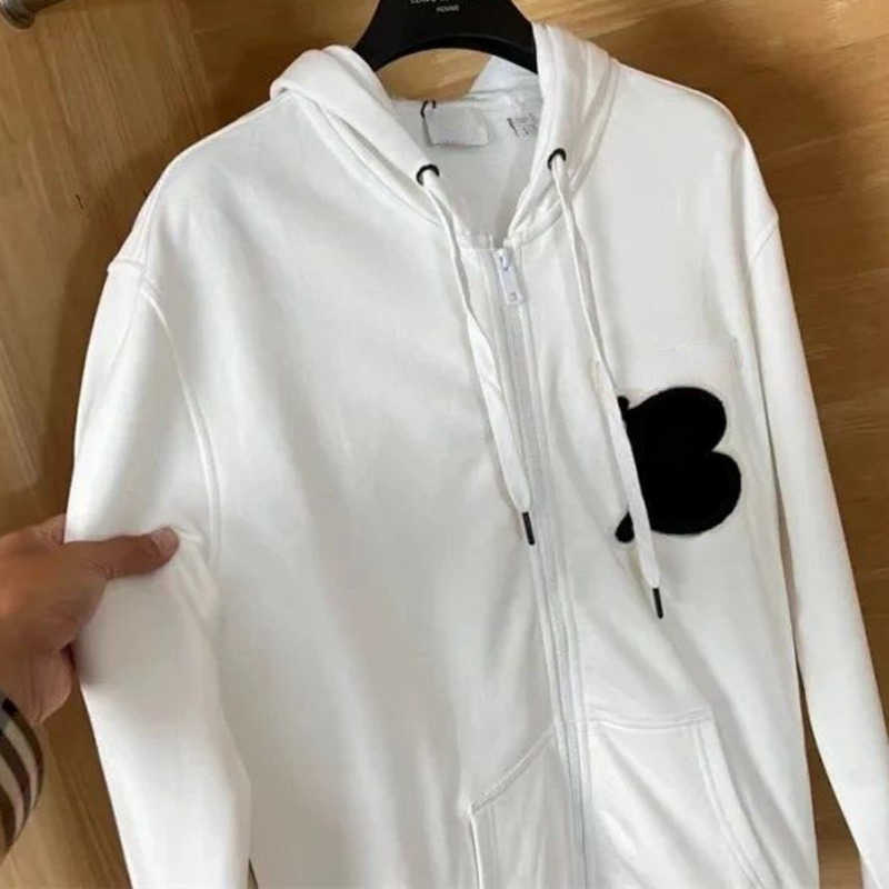 

Bby hooded jacket men women hoodie tb embroidered cardigan coat designer jackets loose hoody casual zip coat 4xl 5xl, White