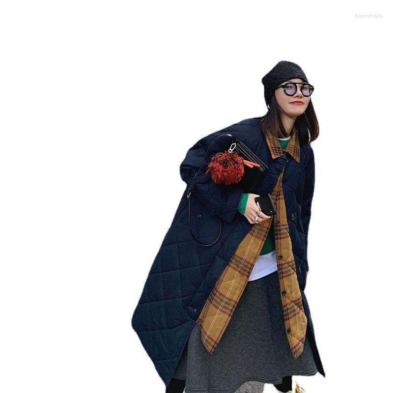 

Women's Jackets Women's Mid-Length 2023 Korean Style Loose Retro Winter Workwear Cotton-Padded Coat, Black