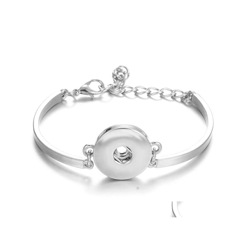 

Charm Bracelets 18Mm Snap Button Bracelet Bangle Sier Gold Chain Snaps Buttons Jewelry For Women Men Drop Delivery Dhfag