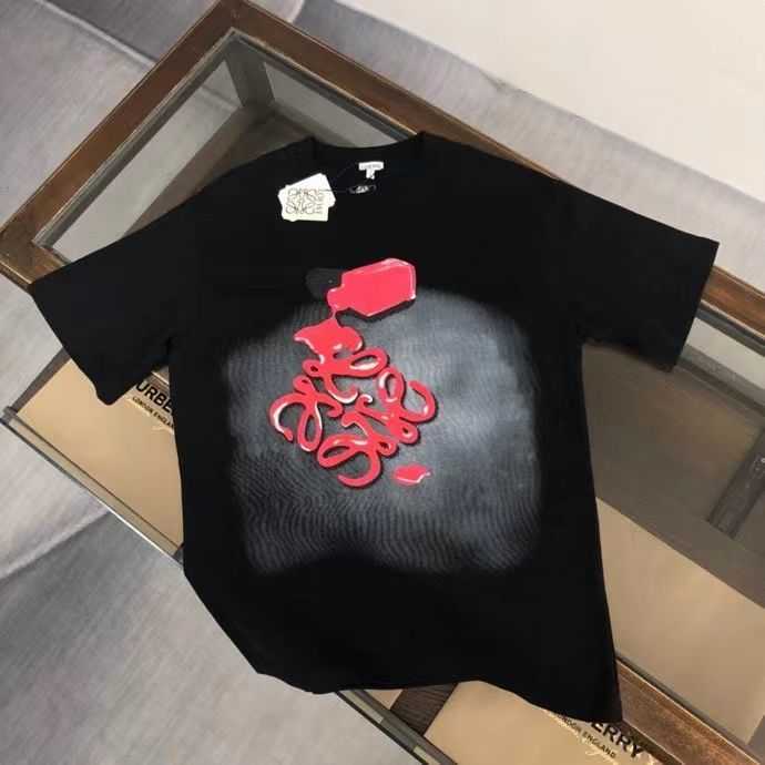 

23 New Summer Loewe T-shirt Men's and Women's Same Letter Versatile High-end Half-sleeve Cotton Youth Fashion Brand, White