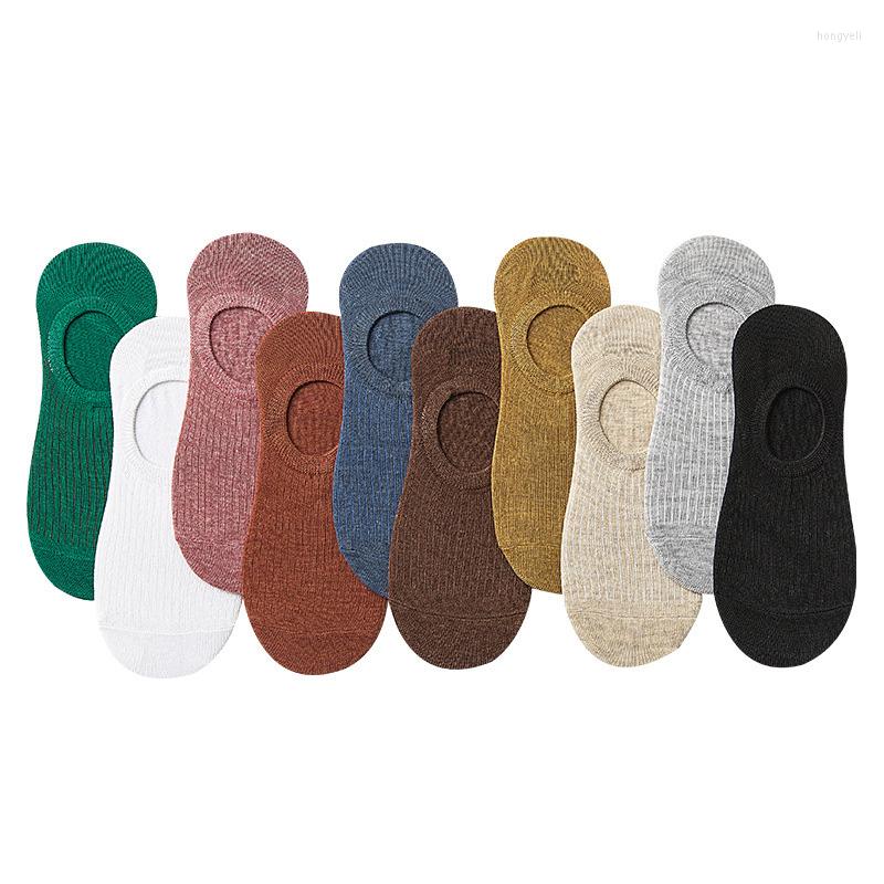 

Women Socks 10 Pair Non-Slip Invisible Boat Japanese Style Solid Color Summer Asakuchi Cotton Ankle Girl Chausette Femme, Beige