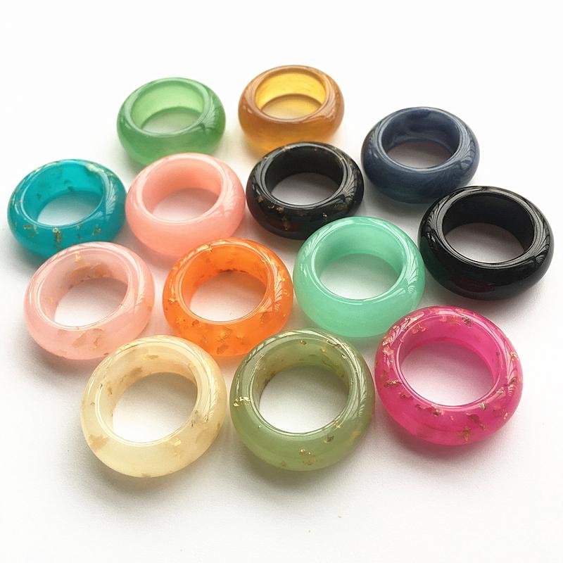 

Wedding Rings US Size 6 Multicolor Gold Foil Resin Bulk Women Geometric Circle Acrylic Bands Party Jewelry Wholesale GiftsWedding