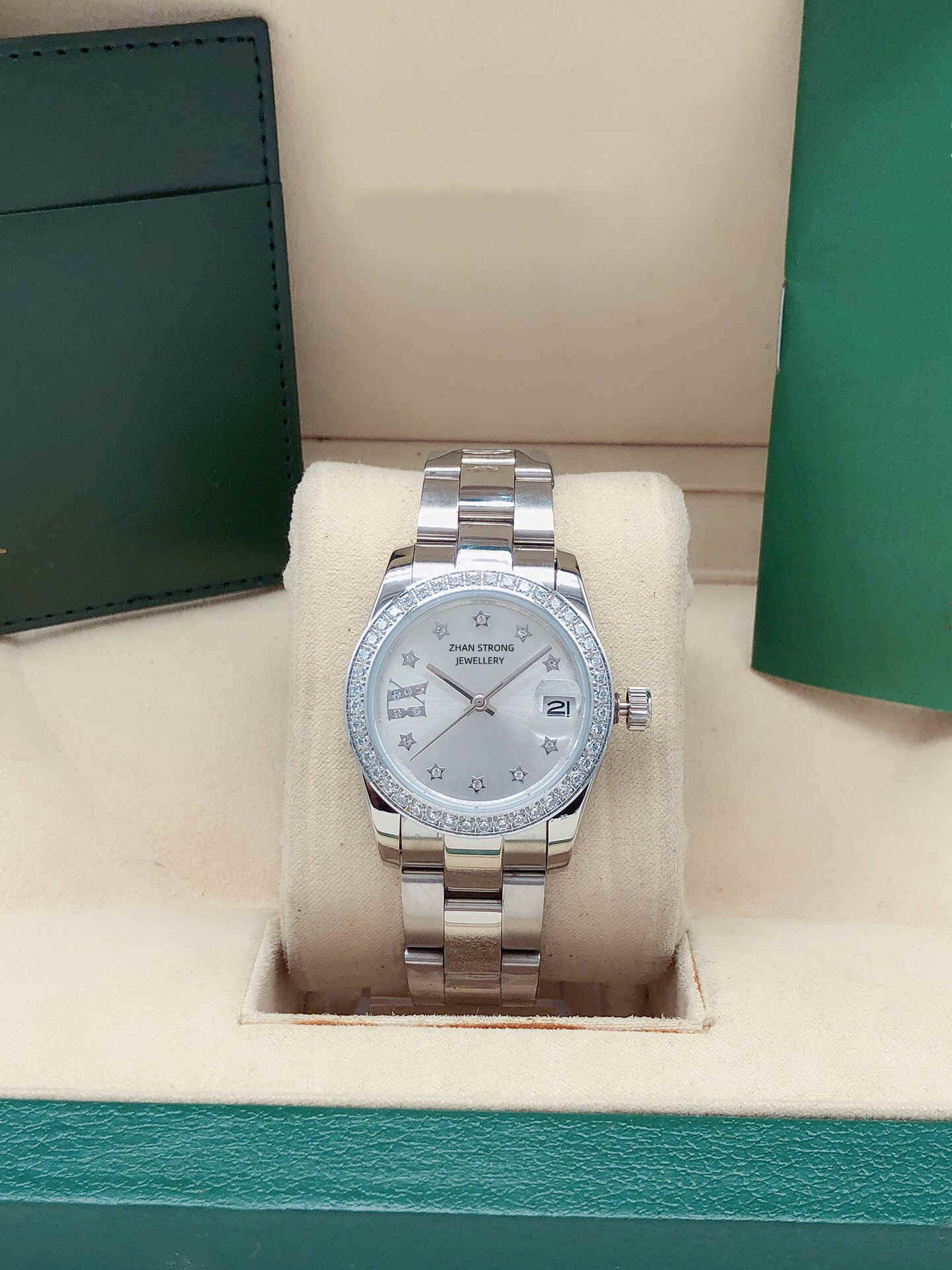 

31mm Diamond Bezel Womens Wristwatches Silver Gold Stainless Steel Strap Star Number Women Watch Automatic Mechanical Movement Ladies Woman Clock Dress Watches