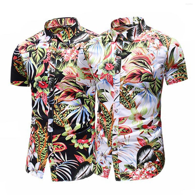 

Men's T Shirts Youth Men's Sleeve Short Lapel Print Slim Casual Fit Shirt Fashion Cardigan Men Business Breathable Ethnic Flower, Black