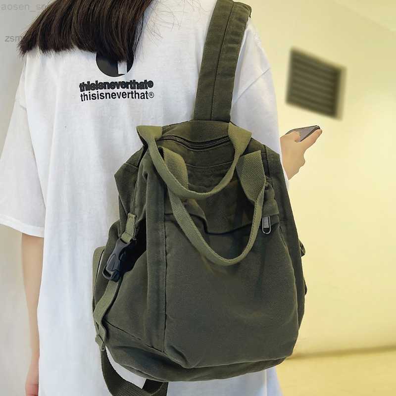 

WR Brand Women Backpacks Green Canvas Rucksack Quality Laptop School Student Bag Female Daypack for Teen Girls feminina mochila, Black