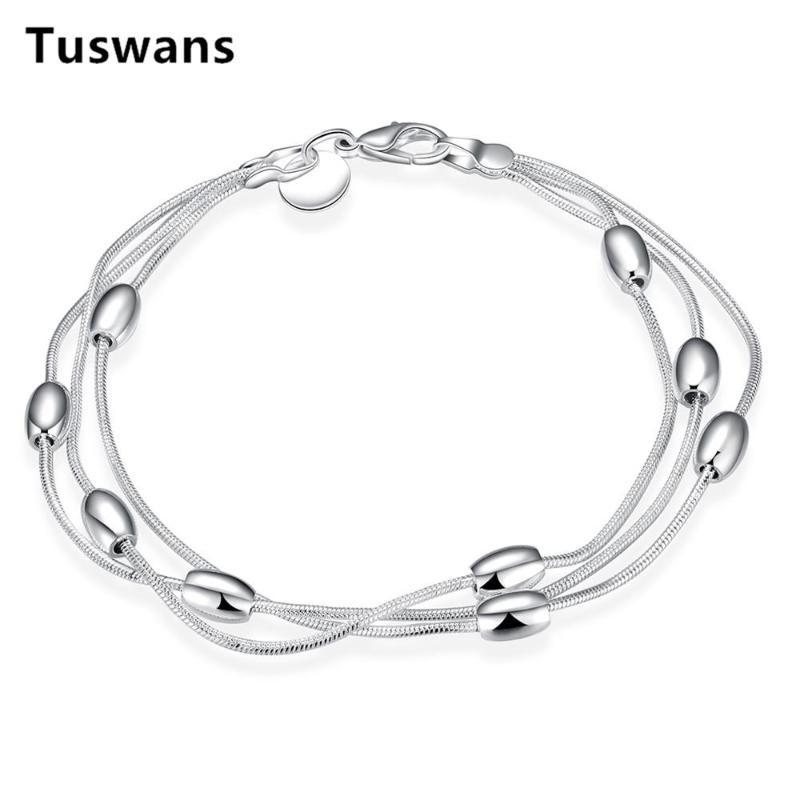 

Link Bracelets Bohemia Multi Chain Silver Color Bead Elegant Bracelet&Bangle For Women High Quality Jewelry Gifts Armbanden Voor Vrouwen