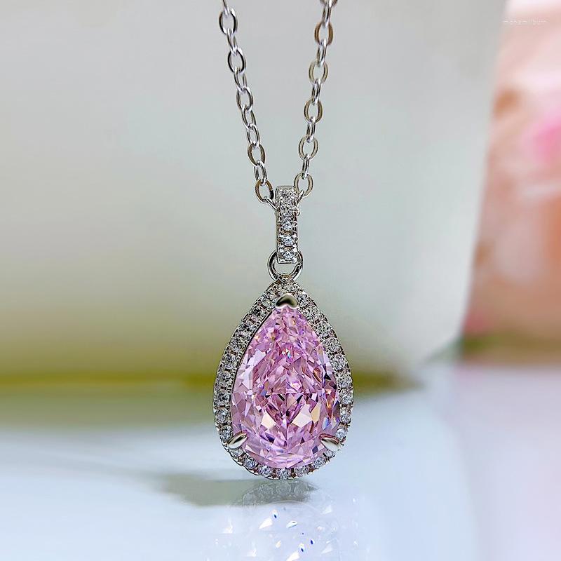 

Chains 8 12 Pink Diamond High Carbon S925 Silver Necklace Foreign Trade Euro American Platinum Pendant Female 5