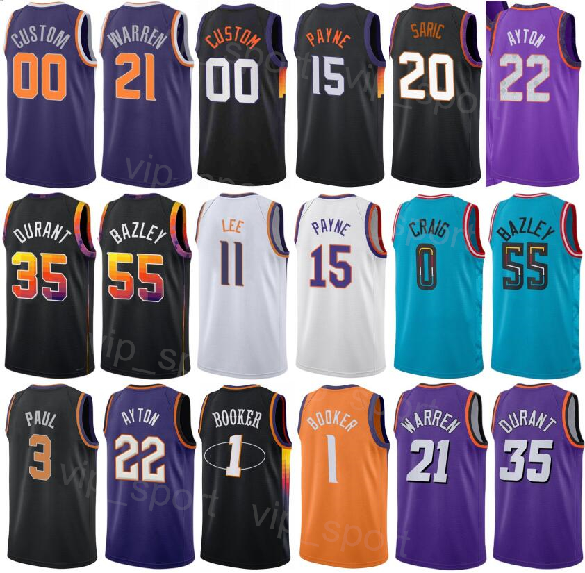 

Printed Association Classic Basketball TJ Warren Jerseys 21 Darius Bazley 55 Chris Paul 3 Devin Booker 1 DeAndre Ayton 22 Kevin Durant 35 Earned Uniform Men Women, Blue