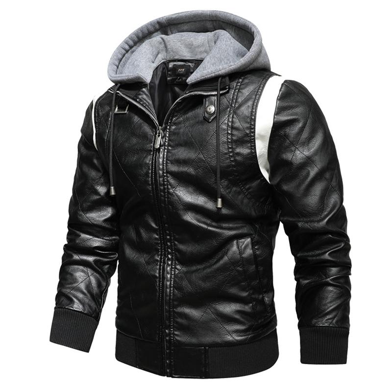 

Men's Jackets Motorcycle Jacket Men Outwear Fashion Waterproof Biker Warm For Hooded 2023 Autumn Winter PU Leather, White01