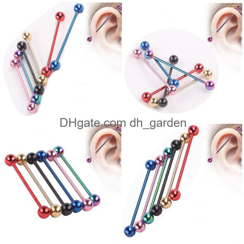 

Tongue Rings 50Pcs/Lot Wholesale Mix Color Stainless Steel Ear Piercing Industrial Barbell Fake Gauges Tragus Cartilage Earr Dhgarden Dhig6