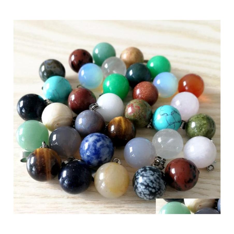 

Charms Natural Stone Ball Rose Quartz Lapis Lazi Turquoise Opal Crystal Pendant Diy For Necklace Earrings Jewelry Making Drop Delive Dho2K