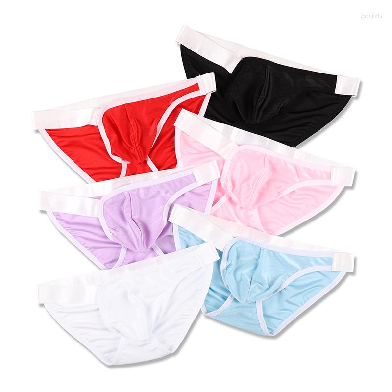 

Underpants Male Underwear Mens Briefs Low Waist Bright Pure Color Fashion Men' Men Sexy Bikini Man Panties, Red