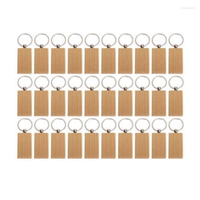 

Keychains 30 Pcs Blank Wooden Keychain Rectangular Key Diy Wood Tags