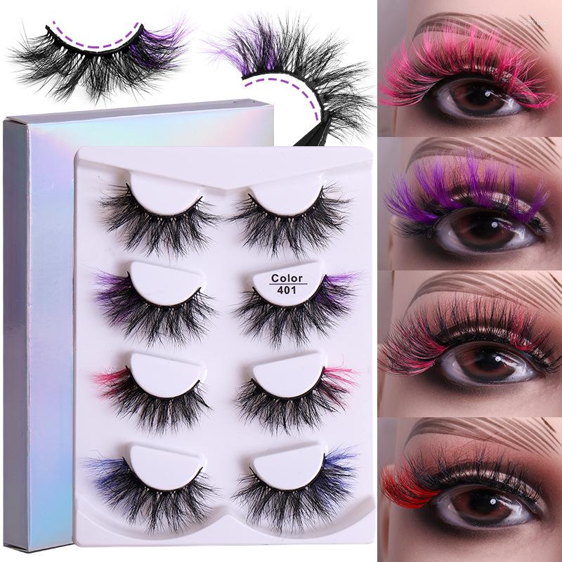 

False Eyelashes 4 Pairs Mink 3d Wispy Dramatic Long Volume Makeup Lashes Faux
