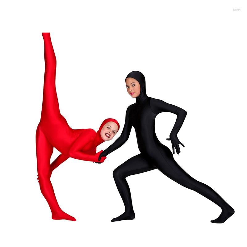 

Stage Wear Halloween Or Children's Day Long Sleeve One Piece Spandex Cosplay Bodysuit Wrap Feet In Many Colors, Black