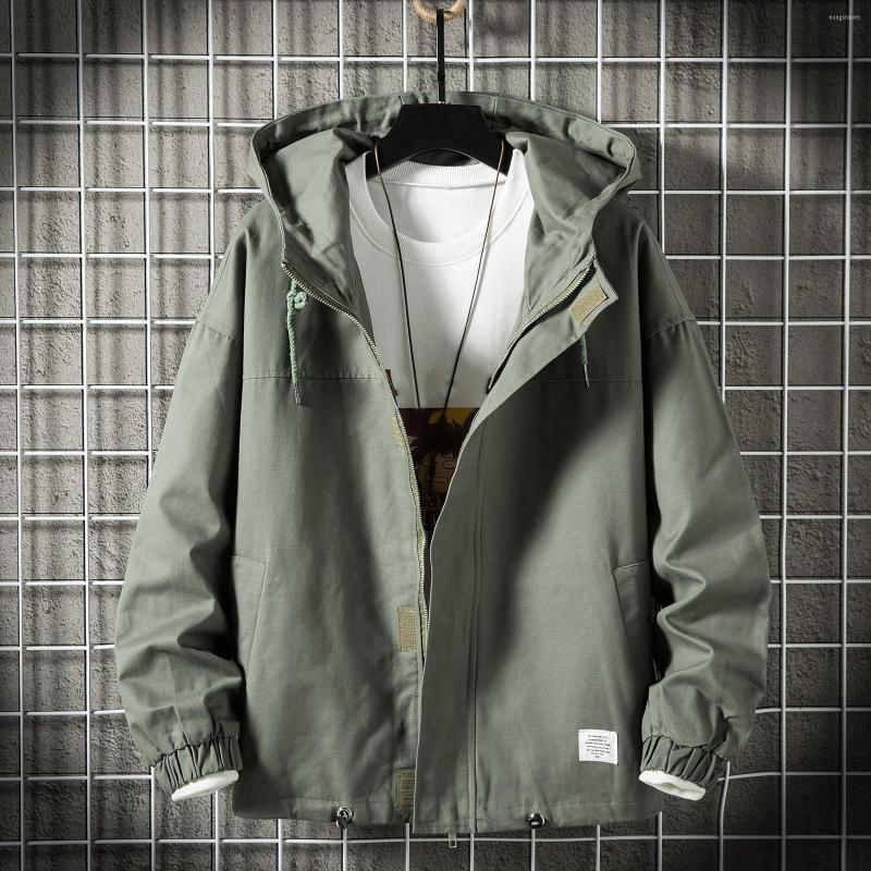 

Men's Jackets Waxed Trucker Jacket Mens Spring And Autumn Hooded Loose Large Size Simple Fashion Fleece Coat, Black
