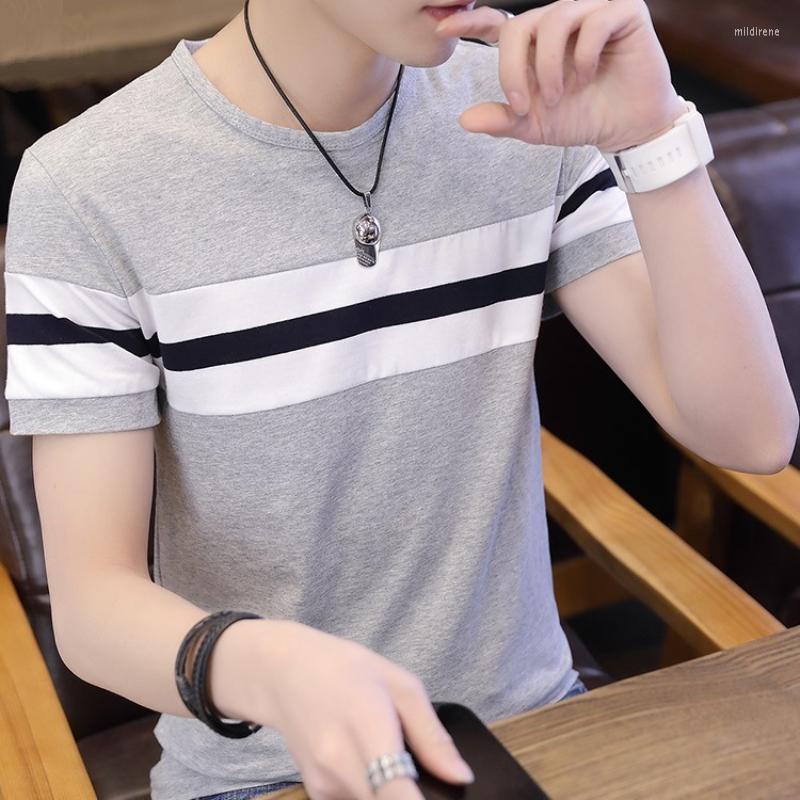 

Men's T Shirts Men's Short Sleeve T-Shirt Large Black And White Striped Shirt Trend Round Neck Pure Cotton Half Clothes