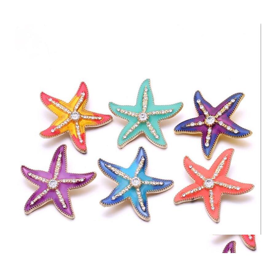 

Clasps Hooks Noosa Rhinestone Enamel 3D Starfish 18Mm Ginger Snap Jewelry Gold Plated Diy Necklace Bracelet Accessory Finding Drop Dhsll