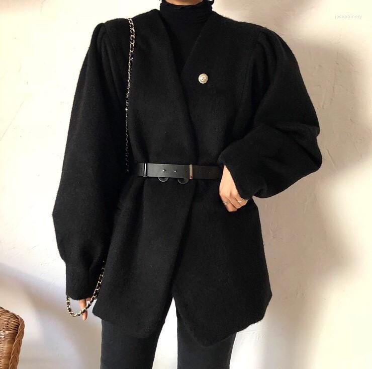 

Women' Wool & Blends Firm Offers South Korea INS Qiu Dong Fine Special Double-breasted Cloth Coat To Send Belt Small Adorn Article Jose22, Black