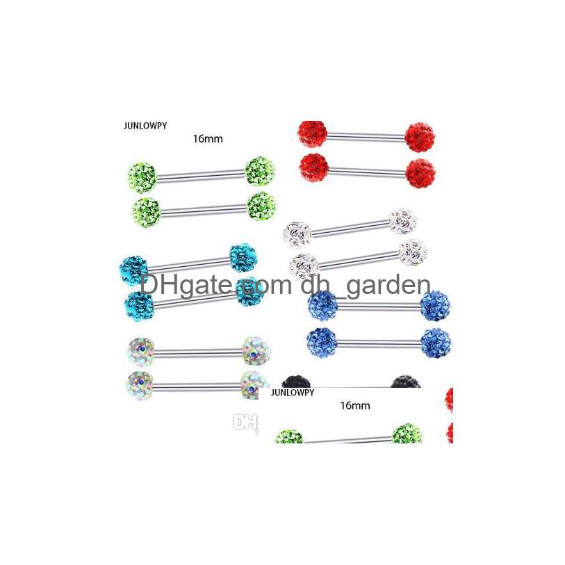 

Tongue Rings Fashion Ring Stainless Steel Nipple Barbell Crystal Ear Bar Tragus Earring Body Piercing Jewelry Mix 10 Colors D Dhgarden Dhkiy