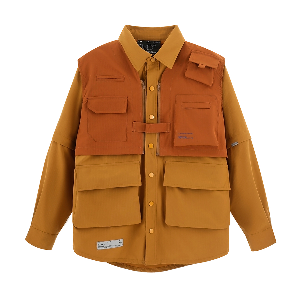 

Multi-pockets Vest Shirts Men Lapel Spring Summer Overalls Loose Casual Tops